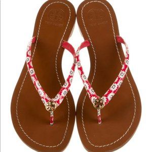 Tory Burch Red Floral Sandals